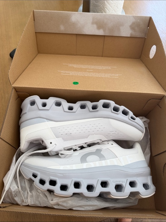 On Running Shoes - On Running WOMENS White and Light Gray cloudmonster Sneakers